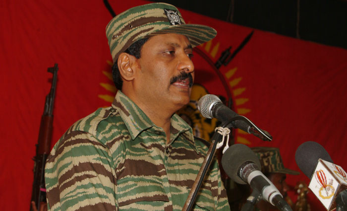 Poddu Ammaan, Head of LTTE Intelligence Wing addressing in the Cultural Hall in Ki'linochchi. charles_06